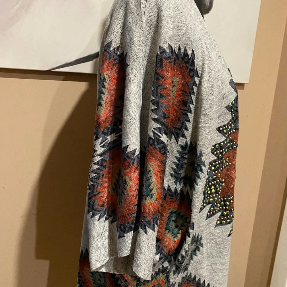 Vocal Aztec open vest cover up with Embellishments - Picture 3 of 9